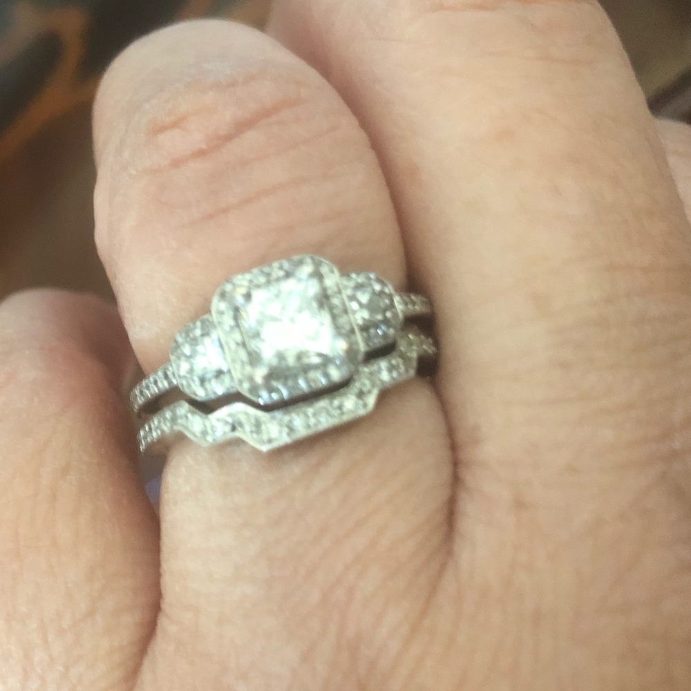 Wedding band and engagement ring